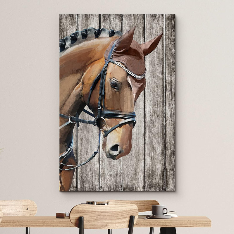 Gros plan, cheval, bois, panneaux, bois, sauvage, illustrations, art moderne, H 18 po x l 12 po