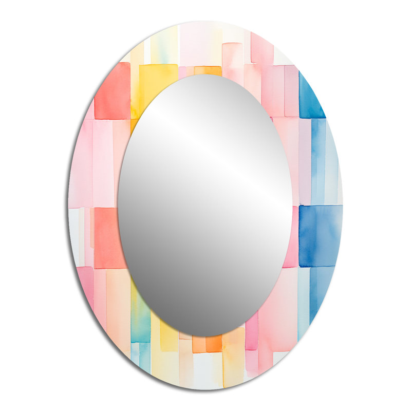Paster Color Cubes Patterns III - Miroir mural multicolore, H 40 po x l 30 po