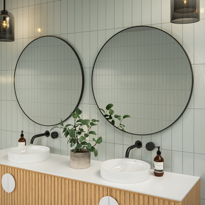 Modern & Contemporary Bathroom/Vanity Mirror, 32" x 32", Black