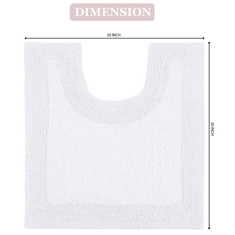 Bruss Luxury 100% Cotton Contour Bath Mat 20"x20" Reversible, White
