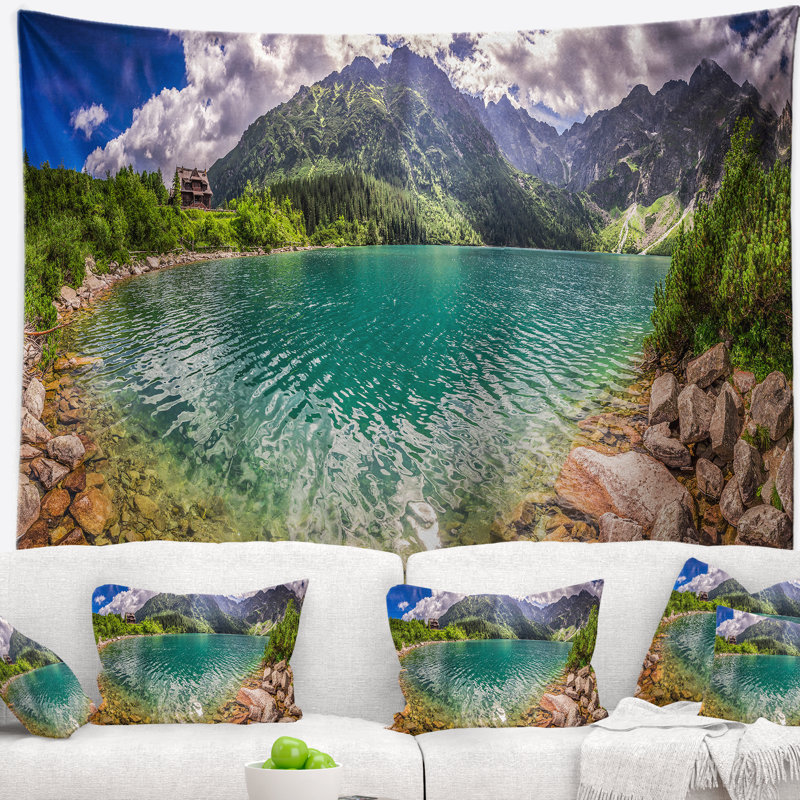 Paysage incroyable tatra mountains lake tapestry, H 32 po x l 39 po