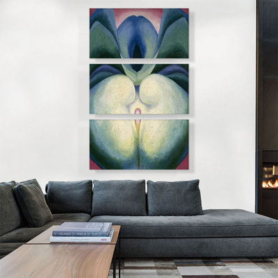 " Series I White & Blue Flower Shapes 1919 " by Georgia O-Keeffe 3 - Pieces Painting Print