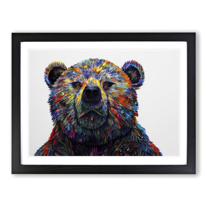 Irresistible Bear - Single Picture Frame Print, Black, 46cm H x 64cm W x 2cm D