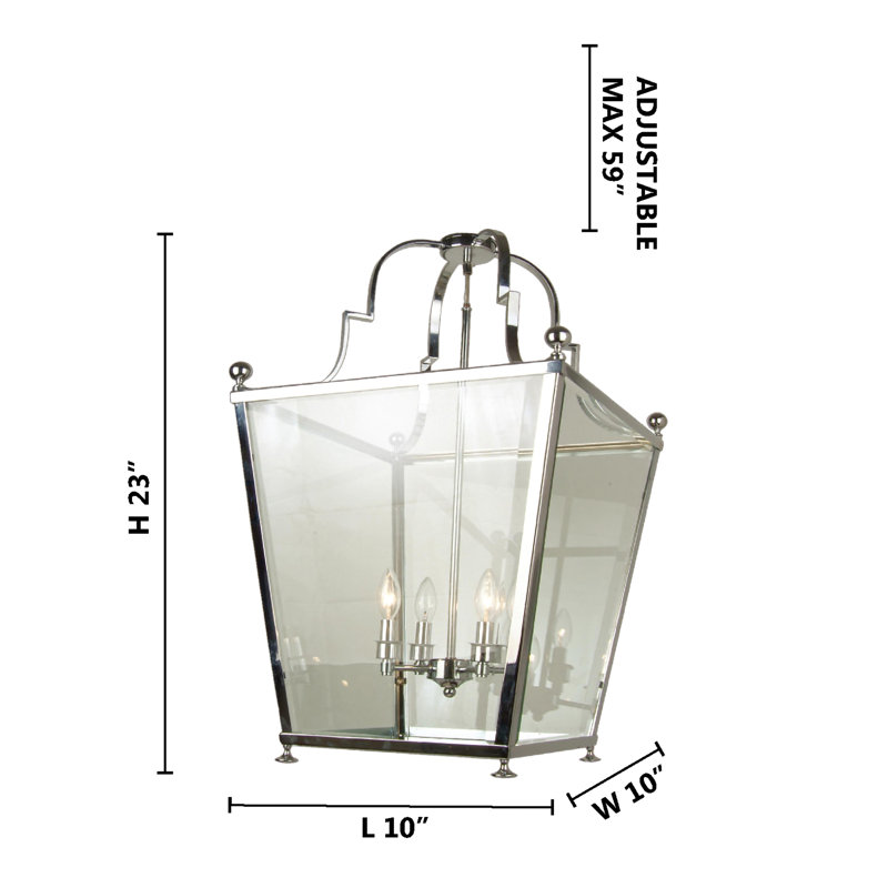 Lustre traditionnel en chrome 4 lumières Mcburney, H 23 po x l 10 po x P 10 po