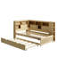 Lit de jour en bois avec tablettes de rangement, USB et lit gigogne-74807088