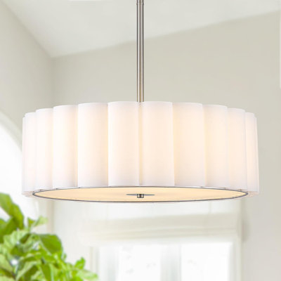 Lustre cylindrique en tissu à 5 lumières 19,69 po Bazilijus