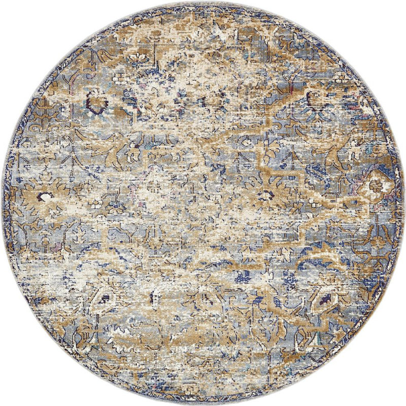 Beige oriental/Tapis décoratif gris Bellona, Rond 5 pi