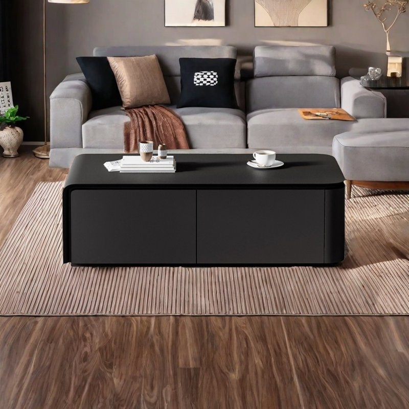 Table basse multifonctionnelle avec rangement ouvert, H 15,75 po x L 51,18 po x l 27,56 po, Noir, noir, noir, noir