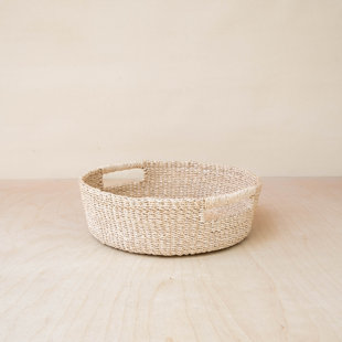 Natural Round Tray with Cutout Handles