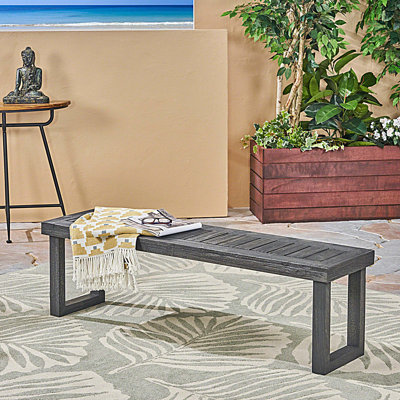 Banc de salle à manger d'extérieur en bois d'acacia, gris foncé