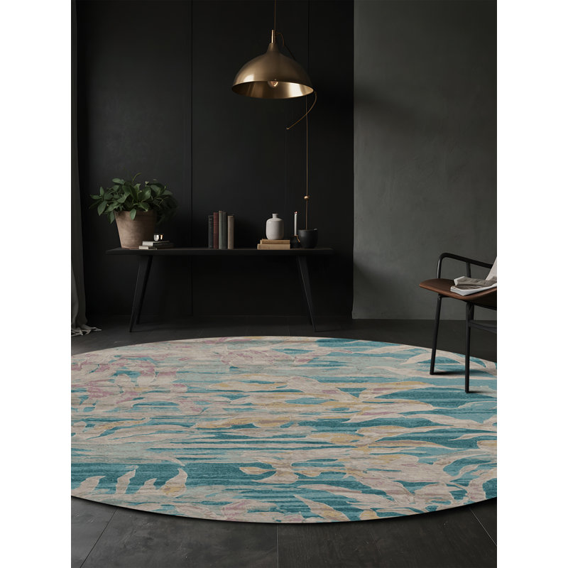 Tapis gris lavable à la machine, Rond 7 pi