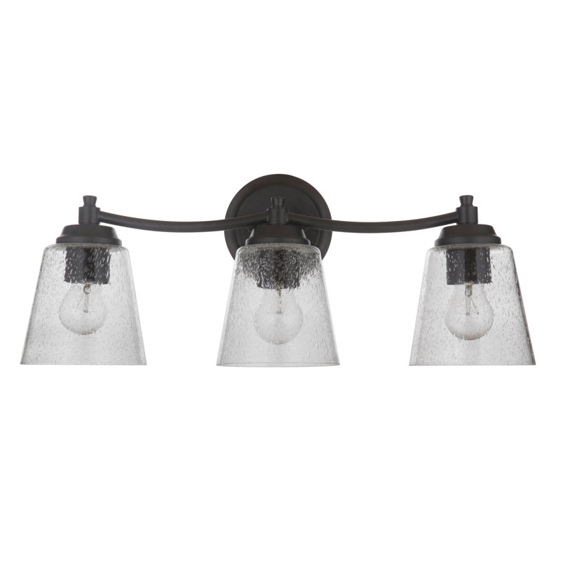 Wyatt 3 - Light Dimmable Vanity Light, Clear Seeded, Flat Black