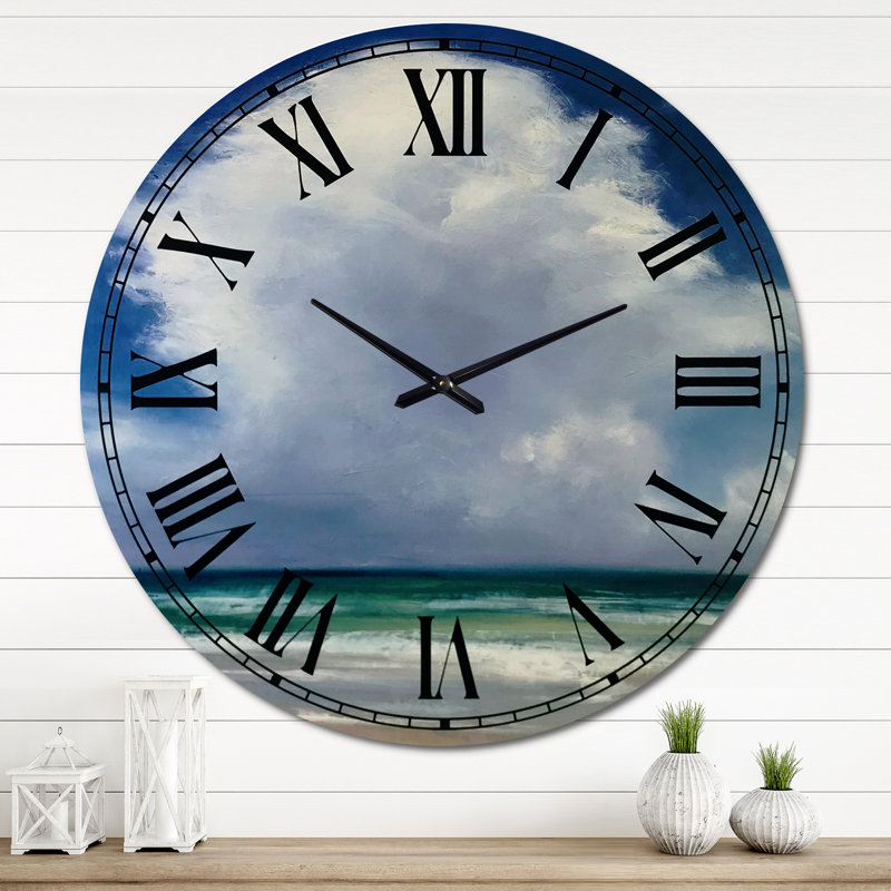 Beach Clouds II - Traditional Wall Clock, Oversized