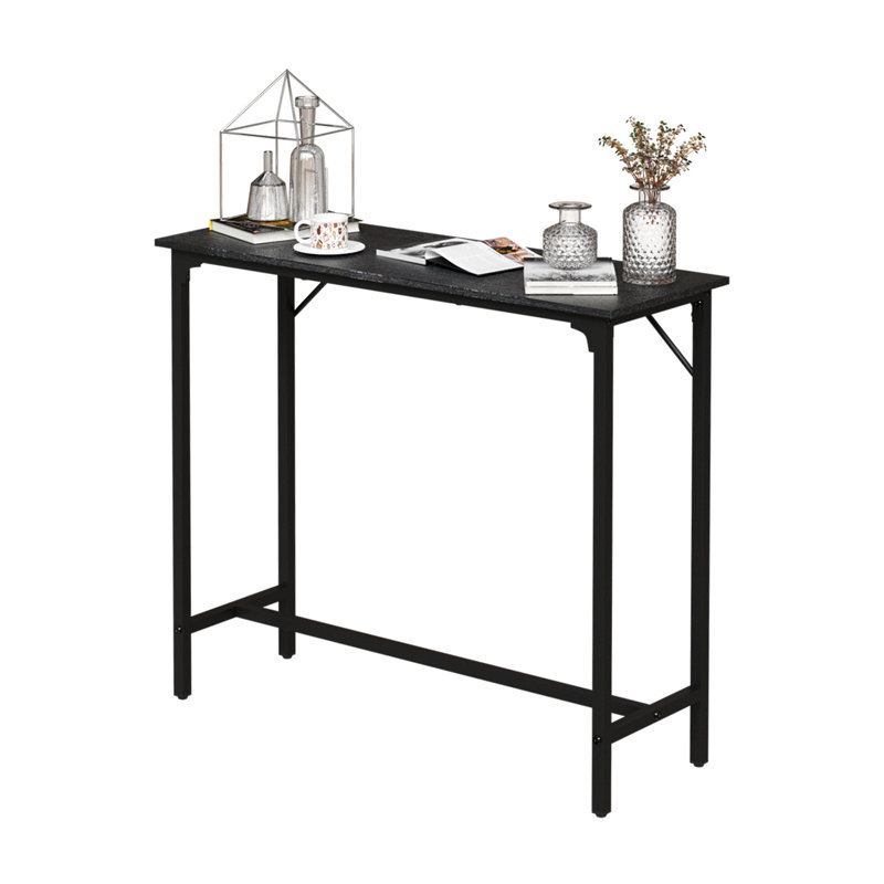 Table de bar haute densité en MDF et structure en fer - Table de pub noire imperméable et résistante aux égratignures pour les petits espaces
