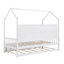 Wooden House Bed With Trundle, Bed With Shelf, White-896823013