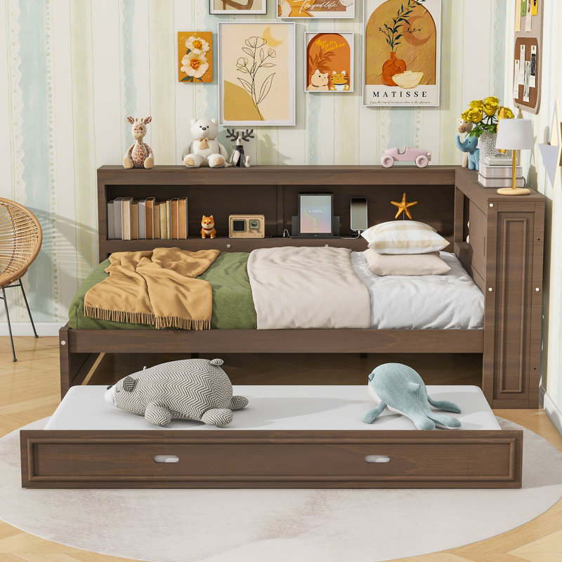 Wooden Storage Daybed With Trundle, Wood