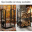 Ensemble de support à bûches et outils pour foyer - Porte-bûches de bois pour foyer ou patio - Noir