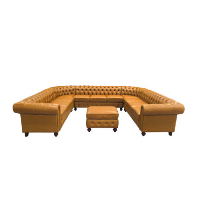 Chesterfield Old Fashion Style Leather Sectional