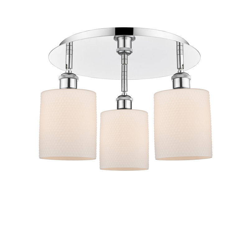 Dublin Glass Semi Flush Mount, Matte White, Polished Chrome