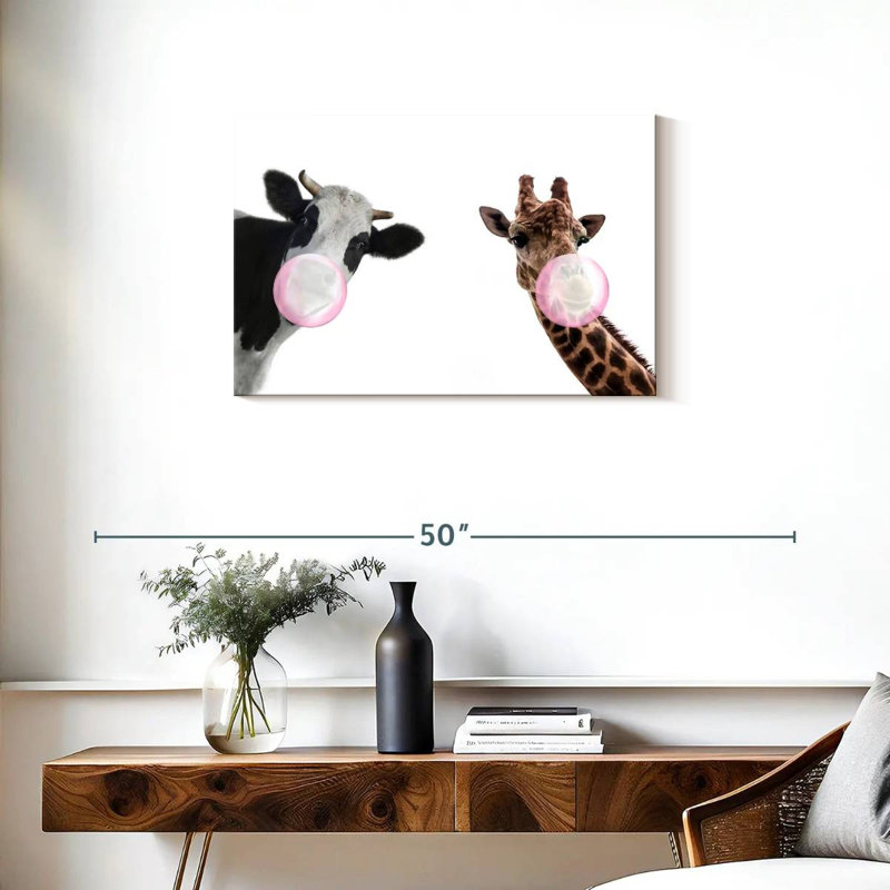 «Bubble Gum», animaux rigolos sur toile, H 30 po x l 20 po x P 1,25 po