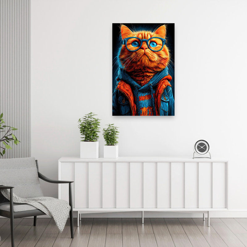 Chat orange élégant, H 36 po x l 24 po