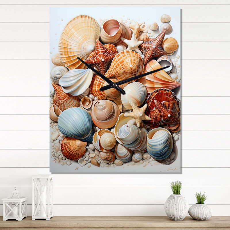 Photo de plage coquillage beauté III - Horloge murale animaux, Médium