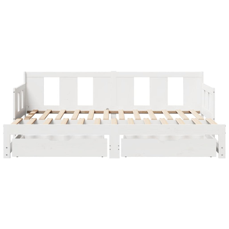 Argan Solid Wood with Trundle, White, European Single (90 x 200cm)