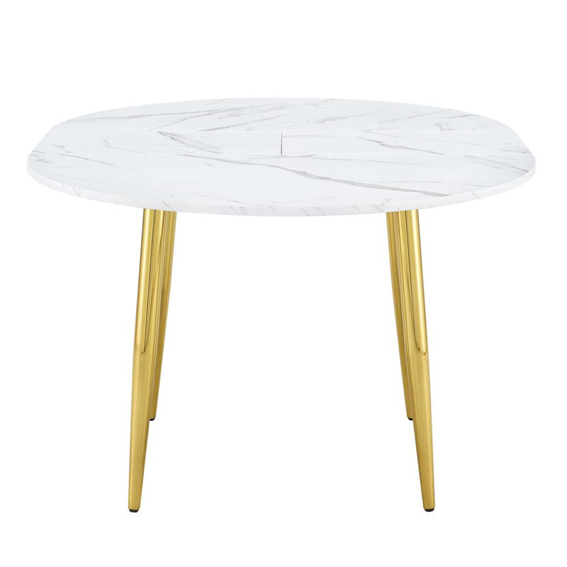 Round Dining Table (White, Gold)
