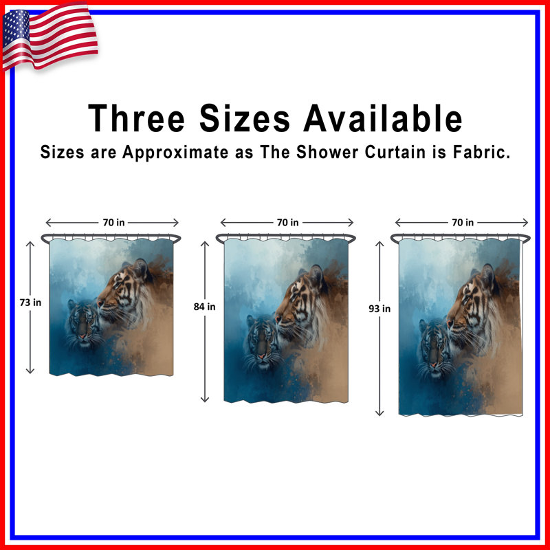 Rideaux de douche Tigers In Abstract Art, 70in W x 84in H