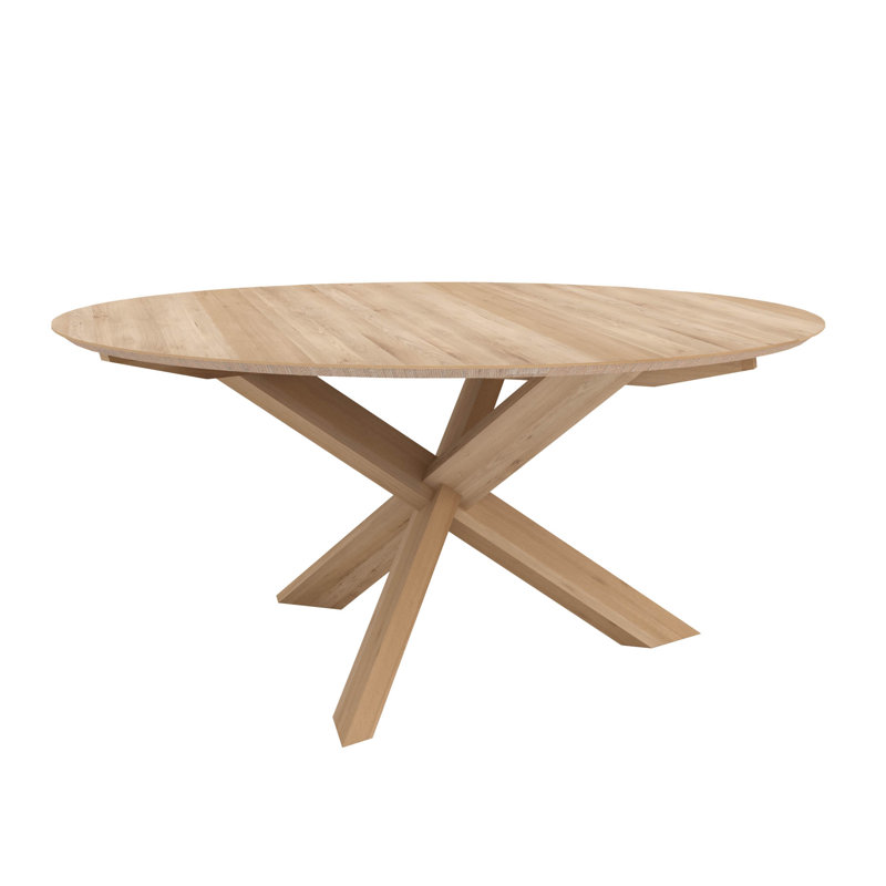 Round Solid Oak Dining Table, 64.2" W x 64.2" L