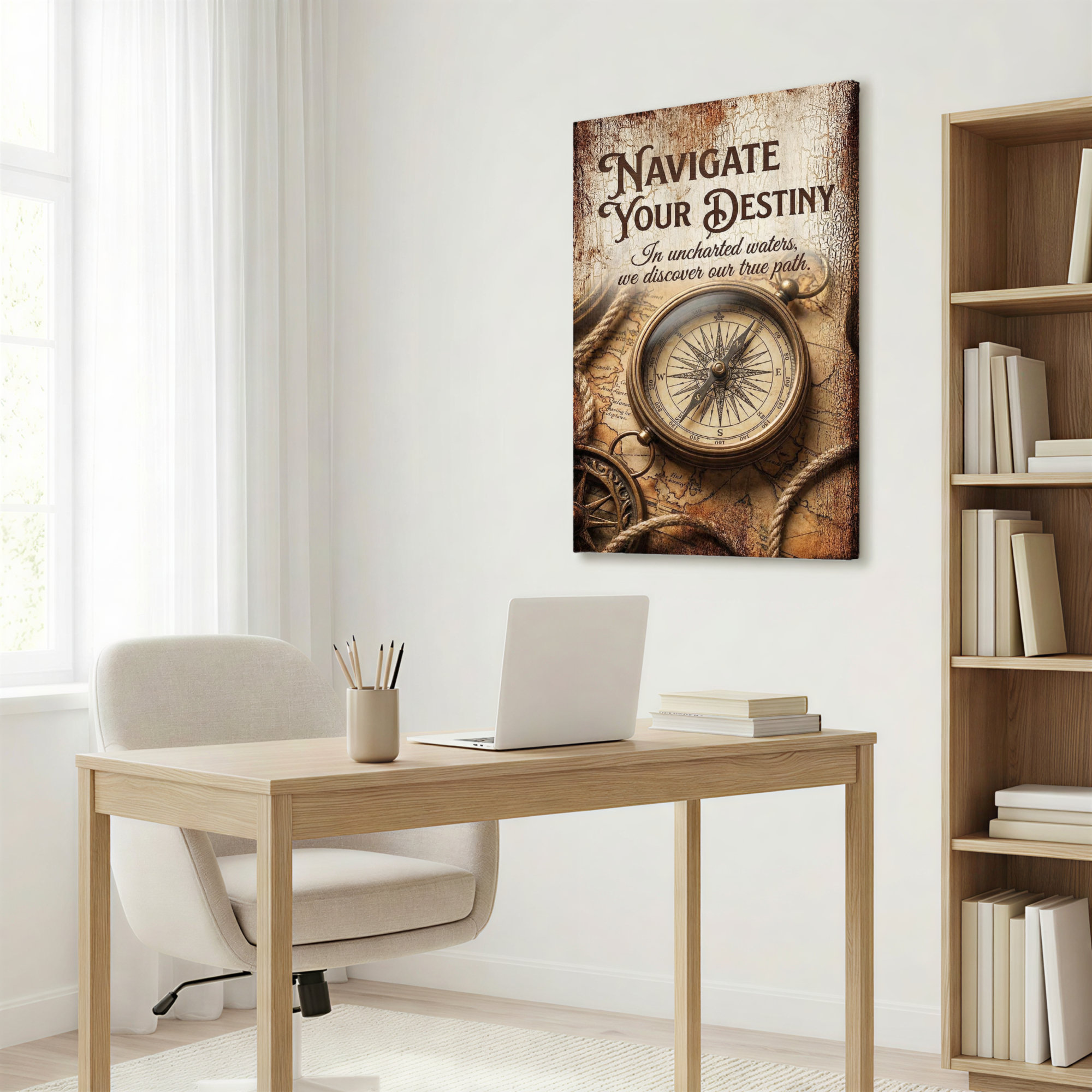 Astoria Grand Navigate Your Destiny Compass Map Canvas Wrapped Wall Art ...