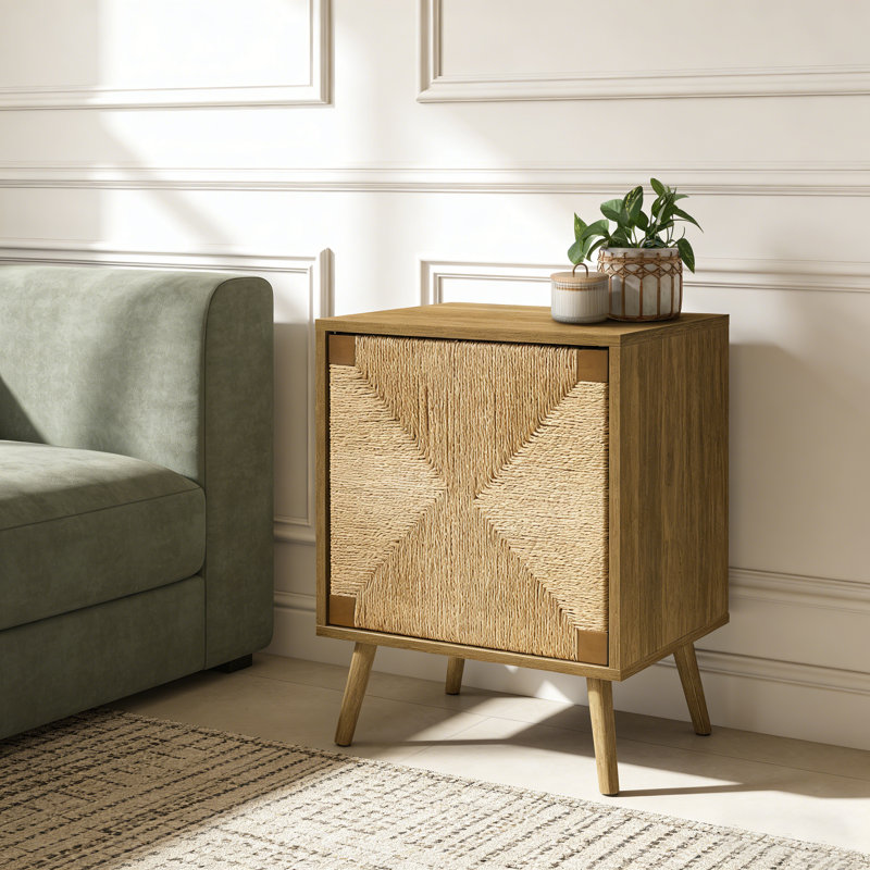 Siner Side Table with Adjustable Shelf And Walnut Laminate