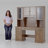 📚 Chewning 63"W X 74.8"H Computer Desk with Hutch & 3 Drawers, Farmhouse Office Desk with Storage Cabinets, Adjustable Shelves & Bookshelf Set-429044896