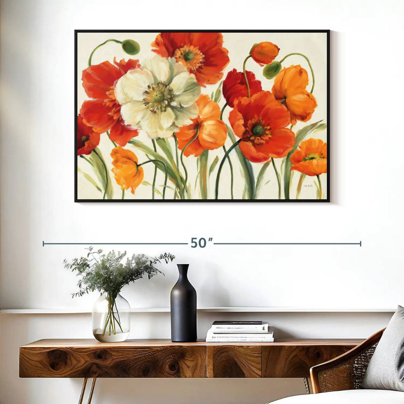 Mélodie des coquelicots, Cadre flottant noir, 40 po x 27 po