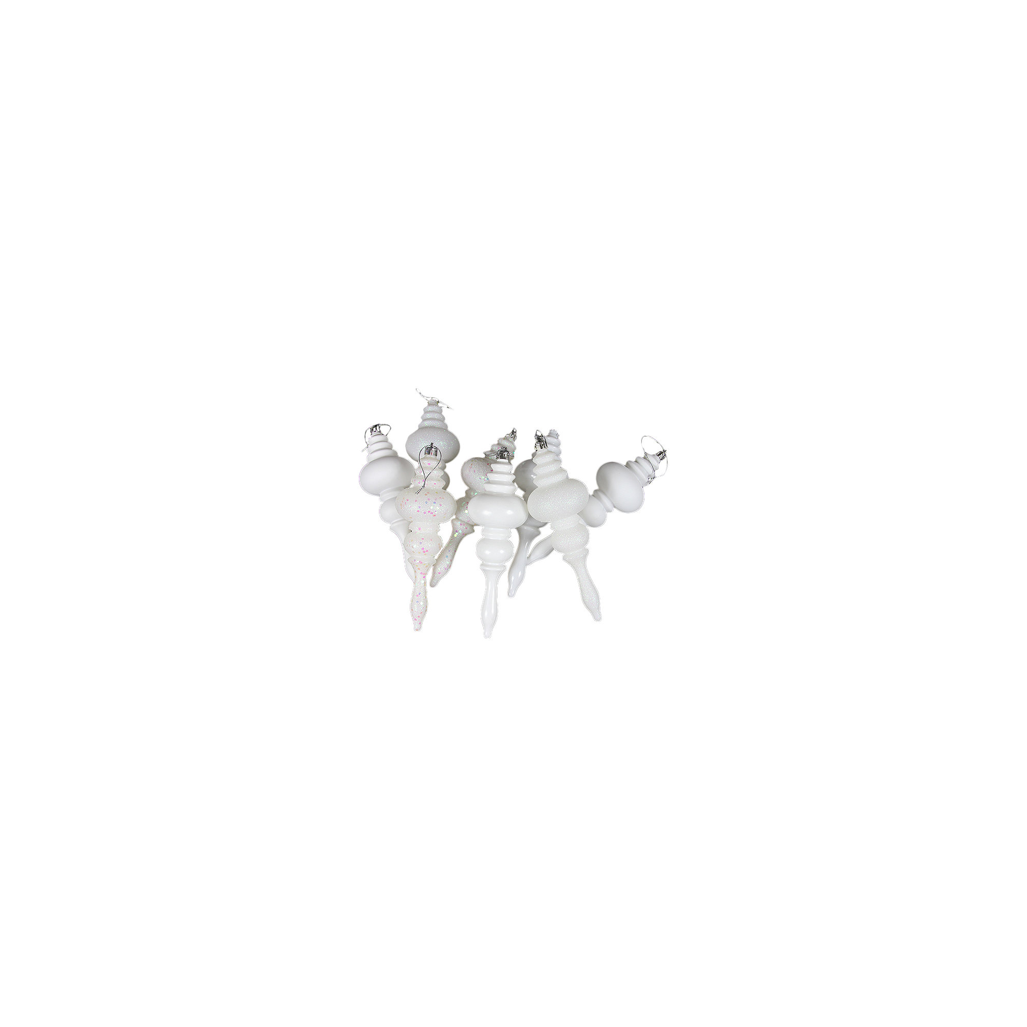 7" Finial Ornament 8/Pk, Winter White