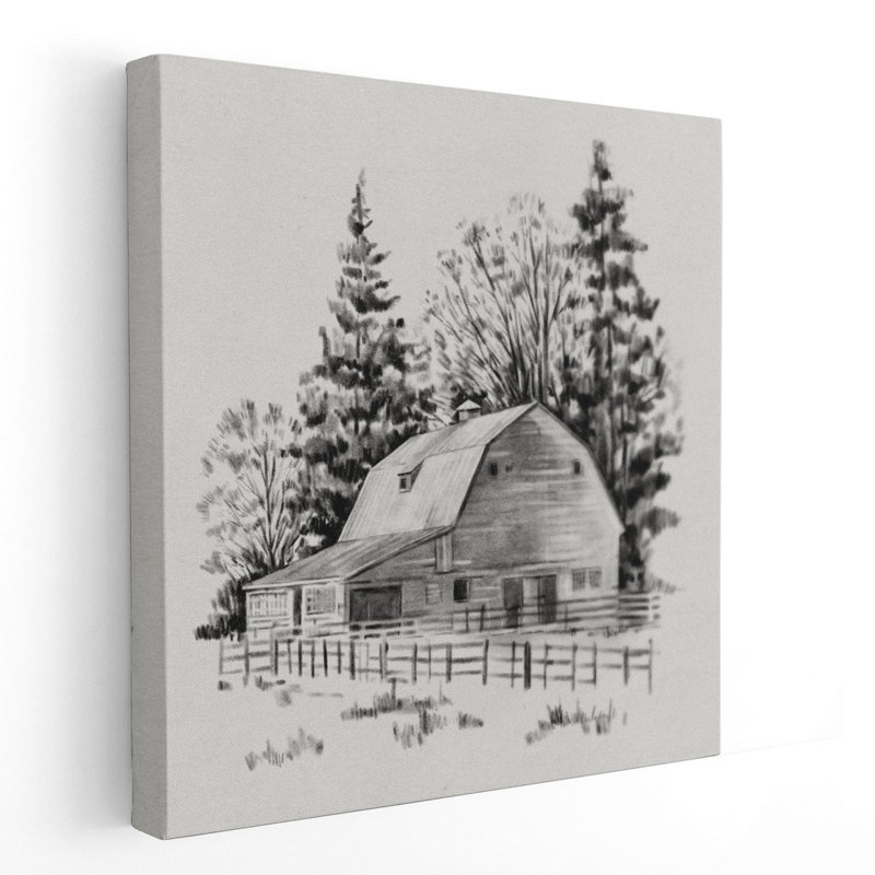 «Distant Barn S Croquis I», impression sur toile, H 30 po x l 30 po