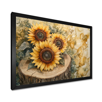 Doloritas tournesols fleurs sur un plateau en bois diapositive II - tournesols, art mural