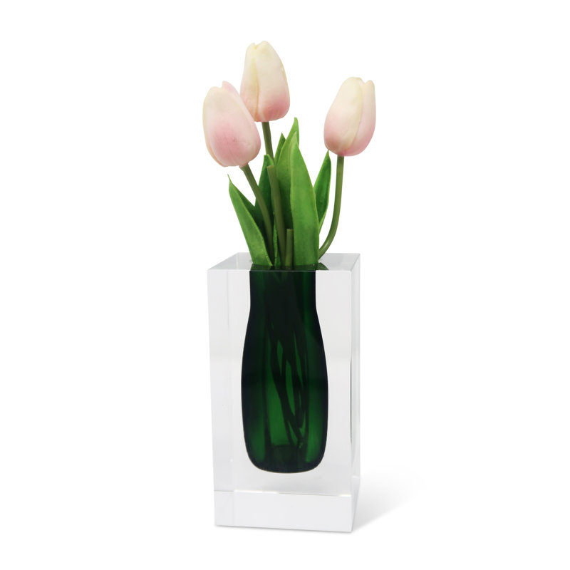 Double vase intérieur en cristal à double paroi, Vert