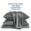 Ensemble de draps en satin pour lit très grand 4 pièces avec draps profonds de 15 po (très grand, gris argenté)-128731618-128731652