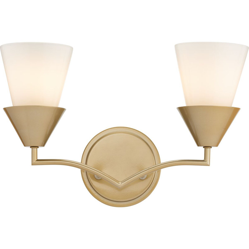 Two-Light Contemporary Vanity Light, Soft Gold