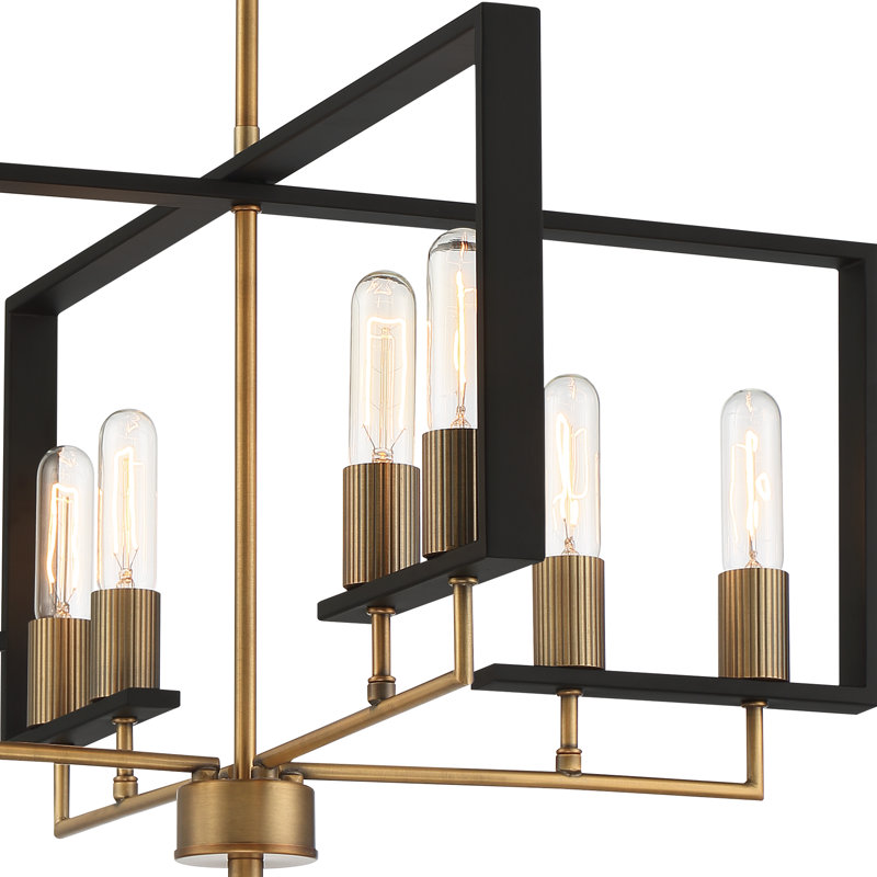 Lustre carré / rectangulaire à 8 lumières pour îlot de cuisine Luka