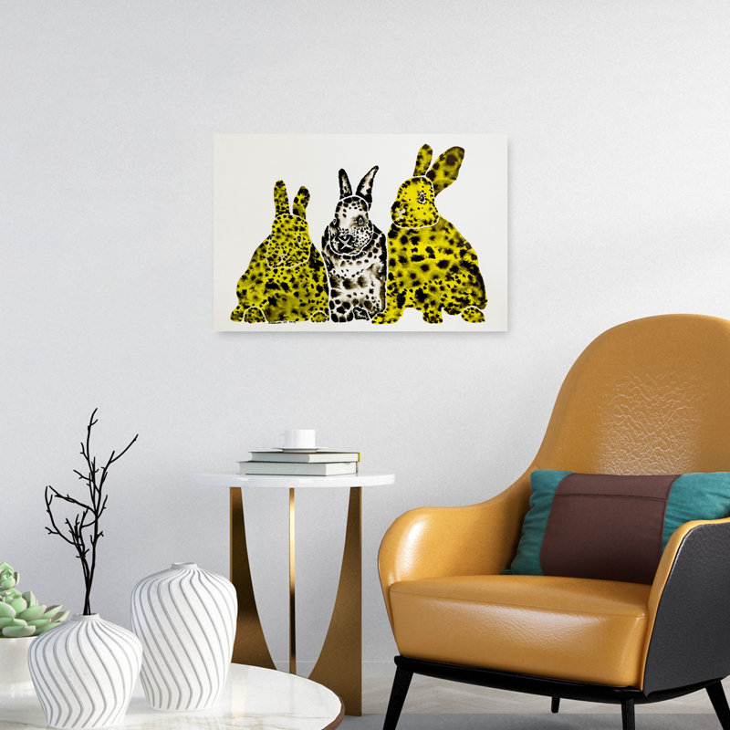 Art mural moderne lapins léopard tacheté, 16" H x 24" W
