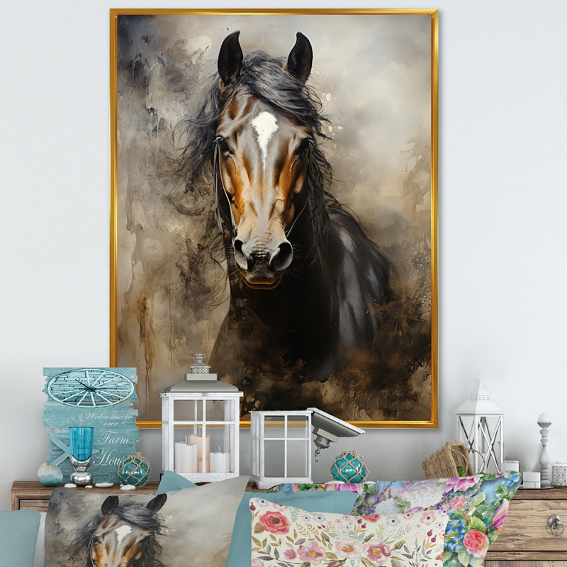 Balendran White Horse Équestre Dualité I, reproduction d'art sur toile, H 40 po x l 30 po, Reproduction avec cadre flottant