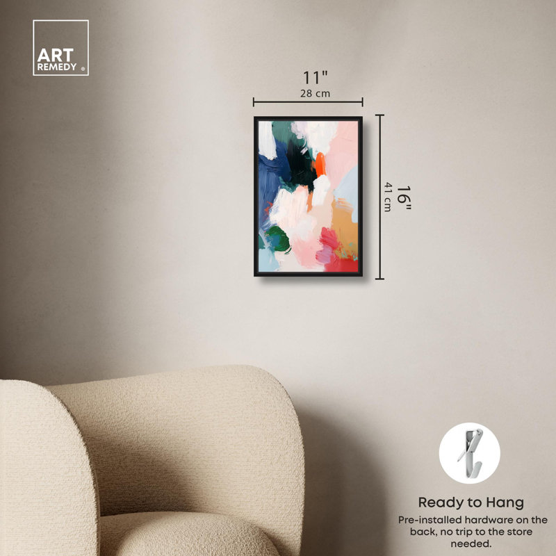 Art Remedy, toile abstraite vibrante, Cadre flottant noir, H 16 po x l 11 po