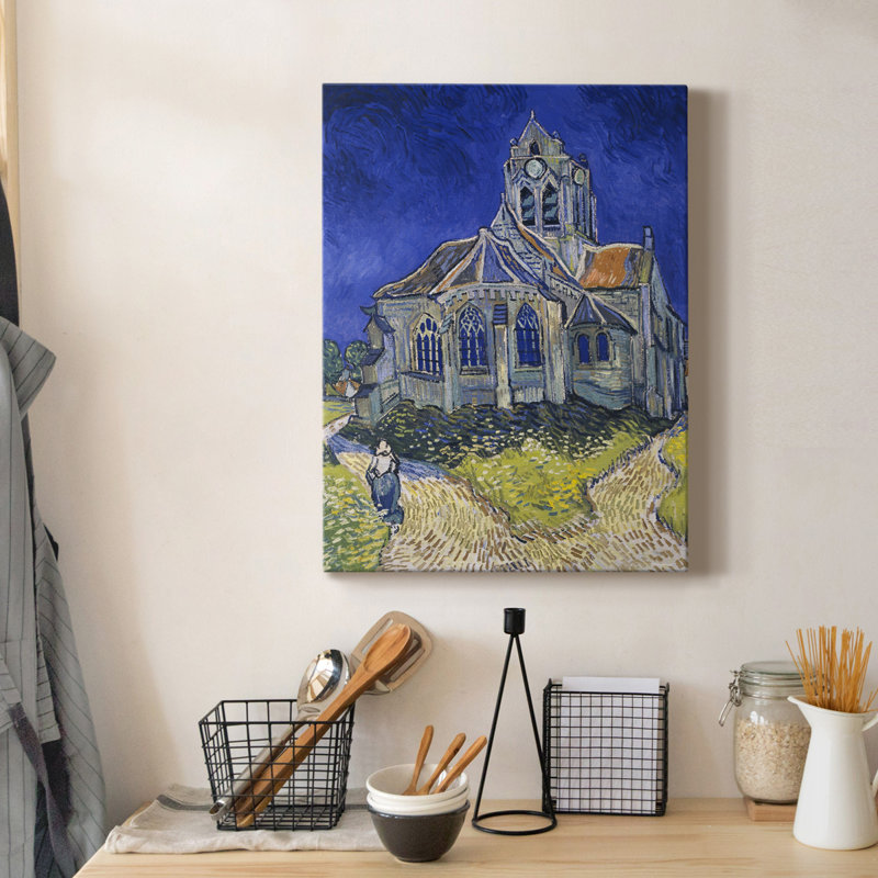 «The Church at Auvers», reproduction sur toile tendue, H 20 po x l 16 po x P 1 po