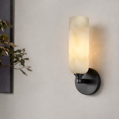 Applique murale articulée à 1 lumière avec abat-jour en faux albâtre