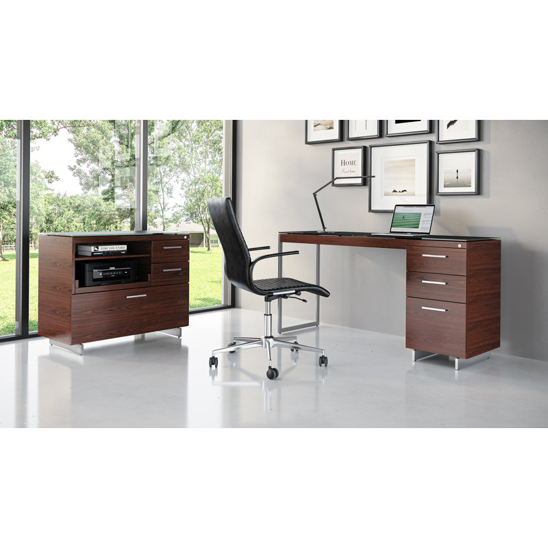 Sequel 20 3 - Drawer File Cabinet, Chocolate Stained Walnut/Satin Nickel