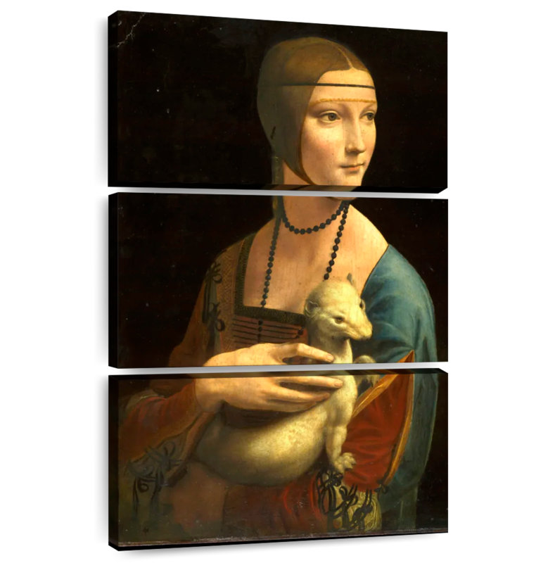 Leisha avec un portrait d'hermine, H 65 po x l 42 po