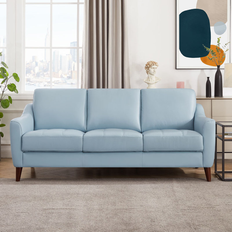 Canapé moderne en cuir Ersa, Bleu