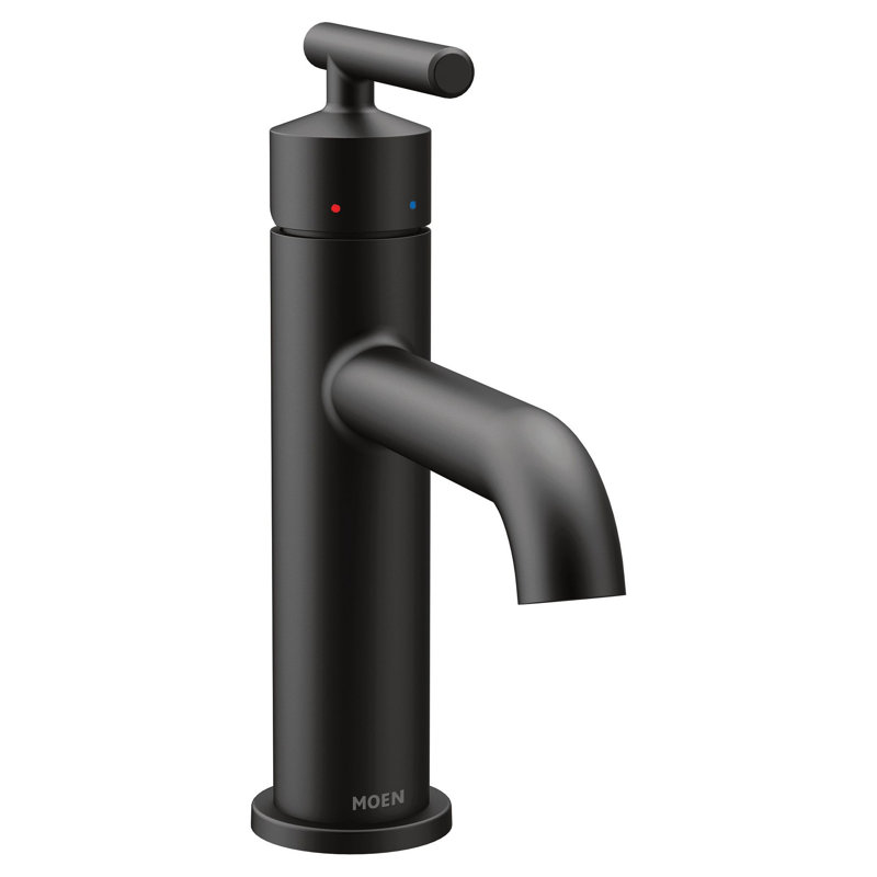 Gibson Single Hole Bathroom Faucet with Drain Assembly and Optional Deck Plate, Matte Black